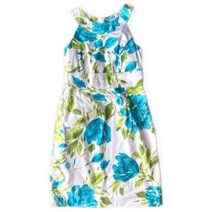 Closet Closing 🚧 Blue Floral White Sleeveless Pencil Dress sz 6